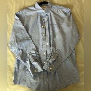 L. L. Bean Gingham striped Button Down Dress Shirt size medium